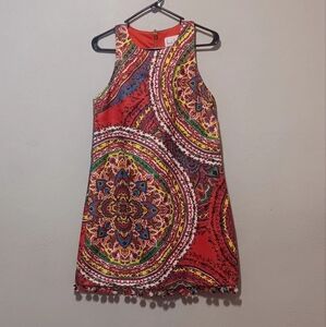 Nicole Miller New York Sleeveless Dress Pockets Side Sz6 Multicolo Artistic Dres